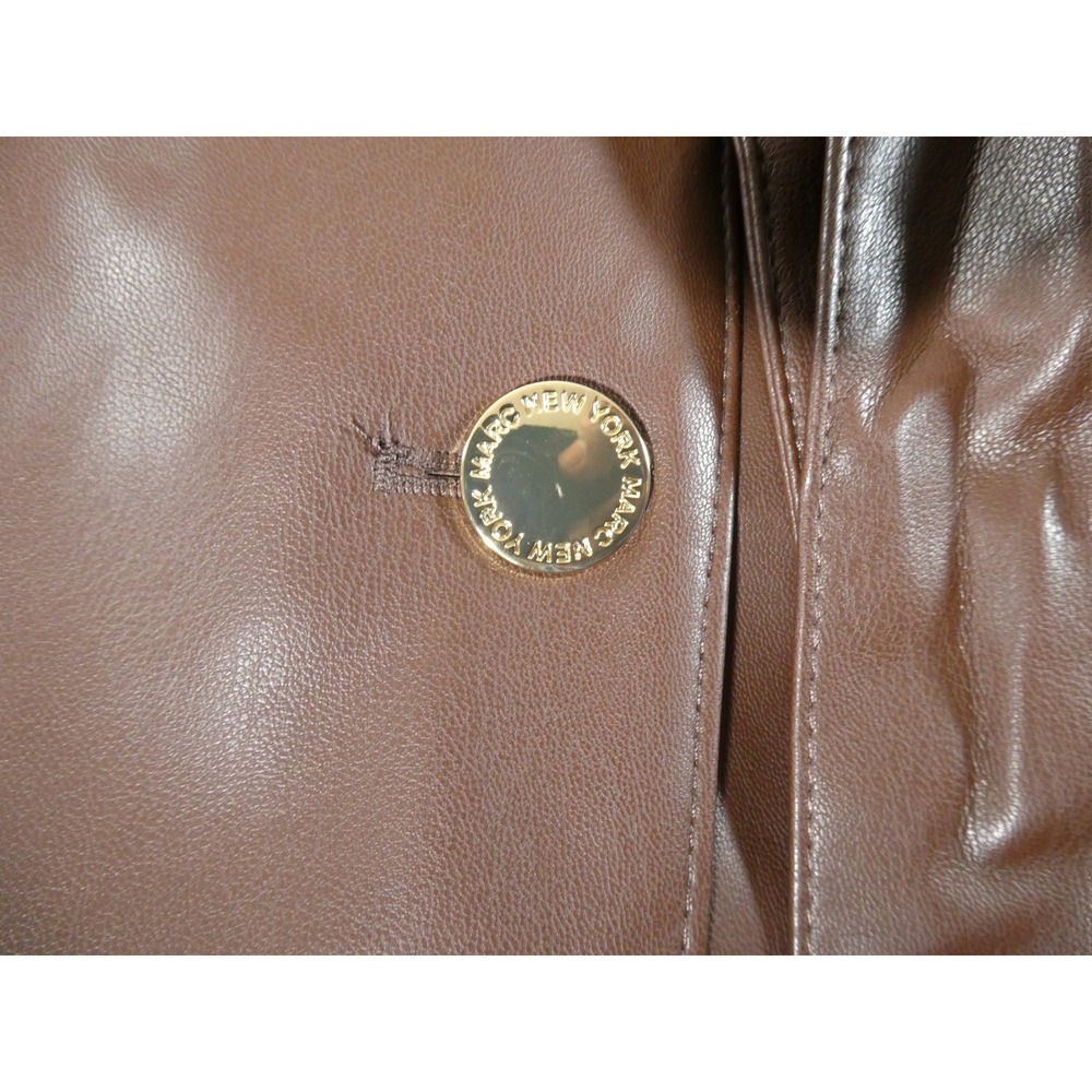 Marc New York‎ Faux Leather Trench Coat Women's Medium Brown M5MJ0365 – Belted - Picture 7 of 11